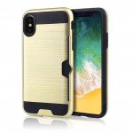 Wholesale iPhone X (Ten) Credit Card Armor Hybrid Case (Gold)